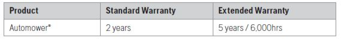 Warranty Periods Automowers Part 2